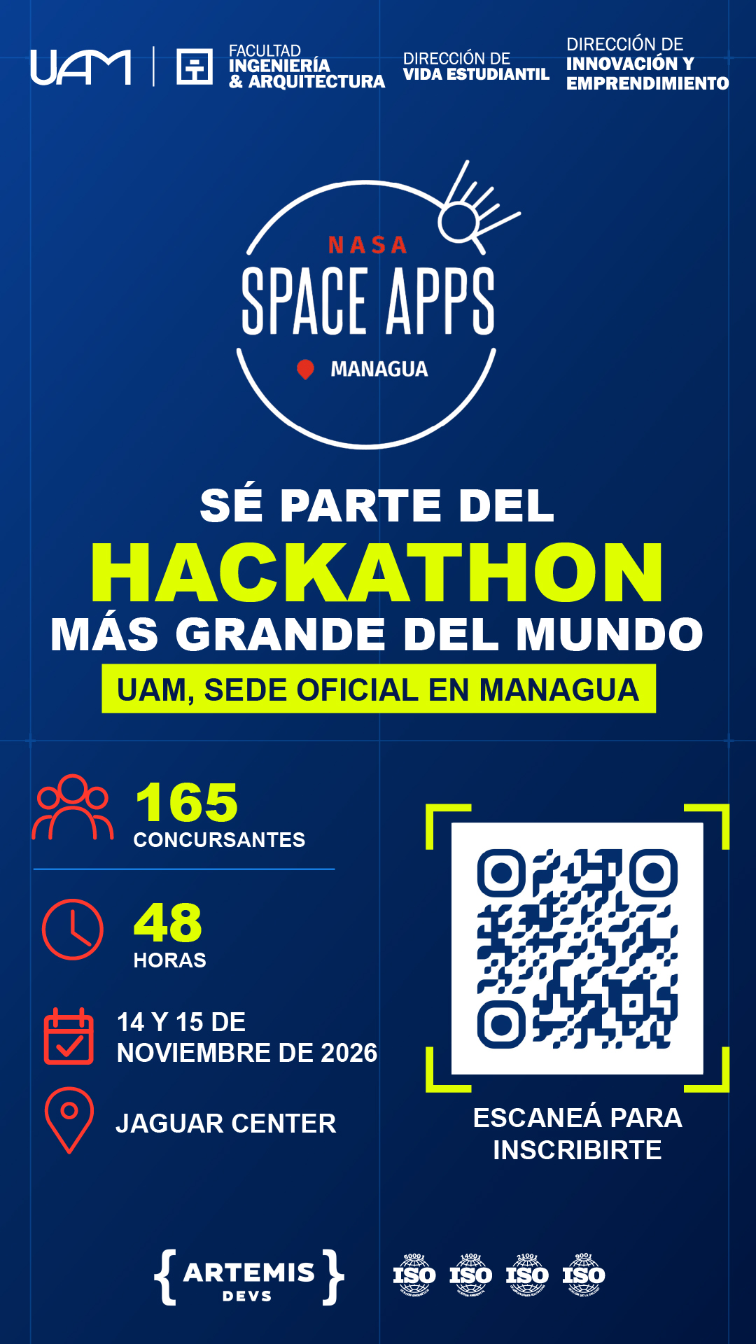 Flyer oficial del NASA Space Apps Challenge Managua 2026